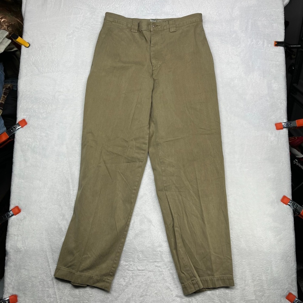 Vintage Structure Superior Chino Pants Men's Olive Herringbone Classic - 32X31.5
